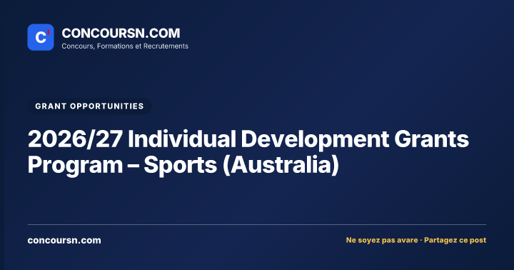 2026/27 Individual Development Grants Program – Sports (Australia)