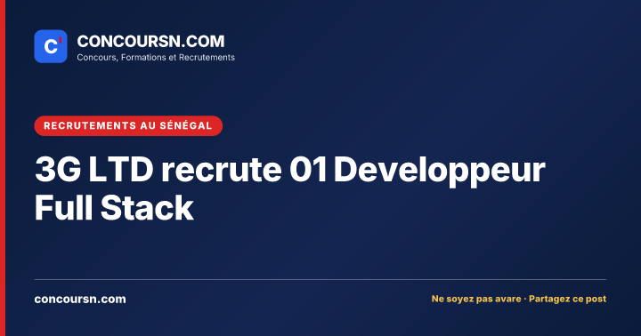 Illustration de l’article : 3G LTD recrute 01 Developpeur Full Stack