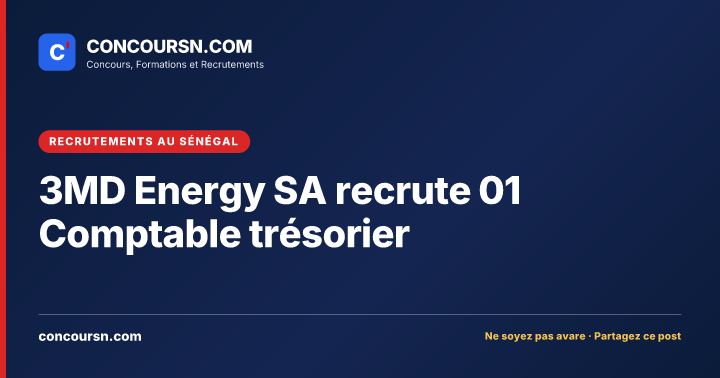Illustration de l’article : 3MD Energy SA recrute 01 Comptable trésorier