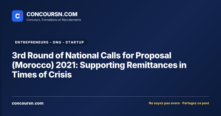 Illustration de l’article : 3rd Round of National Calls for Proposal (Morocco) 2021: Supporting Remittances in Times of Crisis