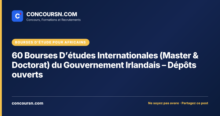 Illustration de l’article : 60 Bourses D’études Internationales (Master & Doctorat) du Gouvernement Irlandais – Dépôts ouverts