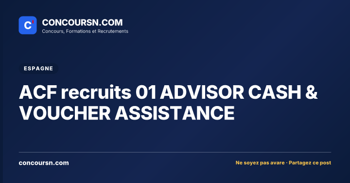 ACF recruits 01 ADVISOR CASH & VOUCHER ASSISTANCE