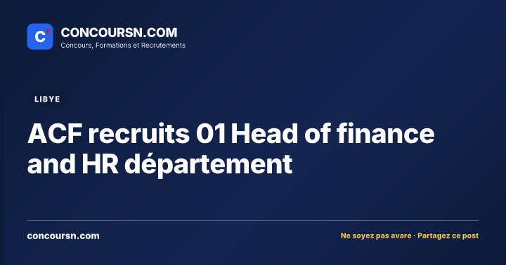 Illustration de l’article : ACF recruits 01 Head of finance and HR département