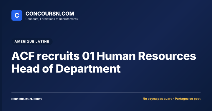 ACF recruits 01 Human Resources Head of Department