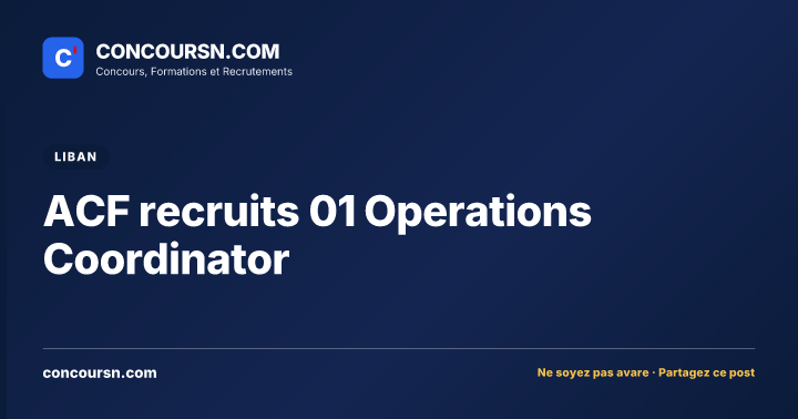 ACF recruits 01 Operations Coordinator