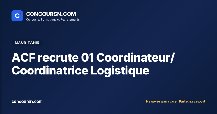 Illustration de l’article : ACF recrute 01 Coordinateur/ Coordinatrice Logistique