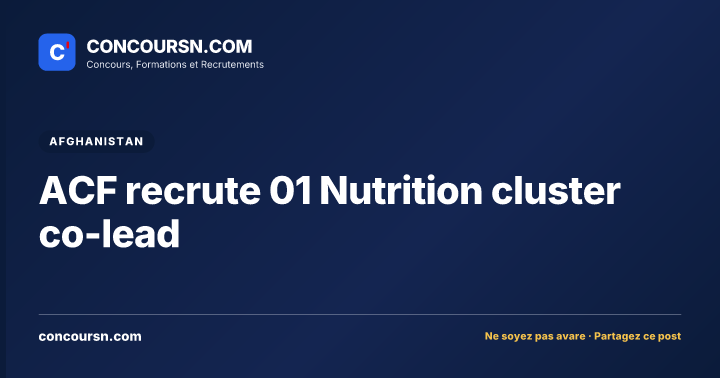 Illustration de l’article : ACF recrute 01 Nutrition cluster co-lead