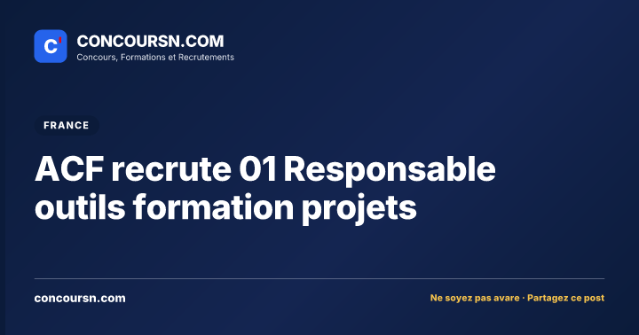 Illustration de l’article : ACF recrute 01 Responsable outils formation projets