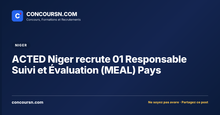 Illustration de l’article : ACTED Niger recrute 01 Responsable Suivi et Évaluation (MEAL) Pays