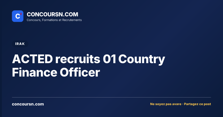 ACTED recruits 01 Country Finance Officer