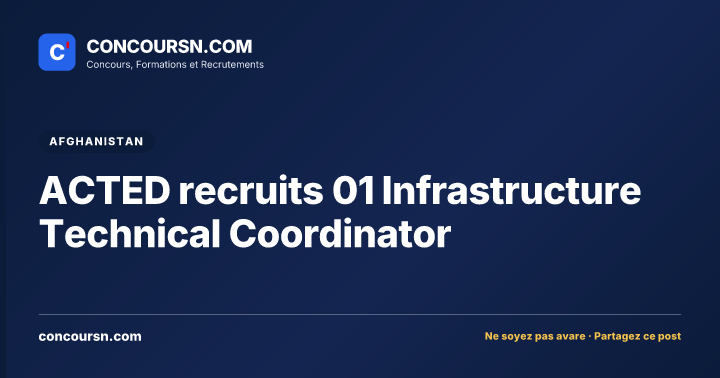 ACTED recruits 01 Infrastructure Technical Coordinator