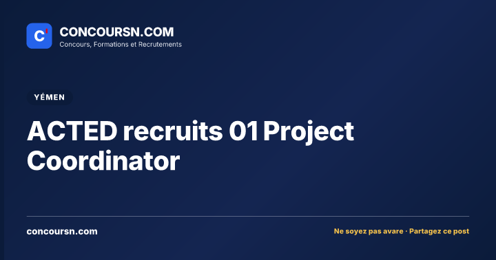 Illustration de l’article : ACTED recruits 01 Project Coordinator