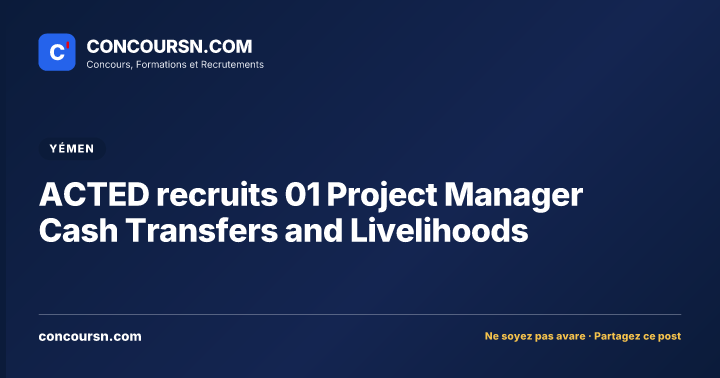 Illustration de l’article : ACTED recruits 01 Project Manager Cash Transfers and Livelihoods