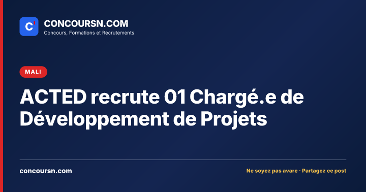 Illustration de l’article : ACTED recrute 01 Chargé.e de Développement de Projets