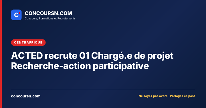 Illustration de l’article : ACTED recrute 01 Chargé.e de projet Recherche-action participative