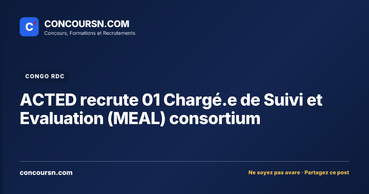 Illustration de l’article : ACTED recrute 01 Chargé.e de Suivi et Evaluation (MEAL) consortium