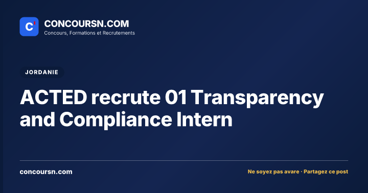 ACTED recrute 01 Transparency and Compliance Intern