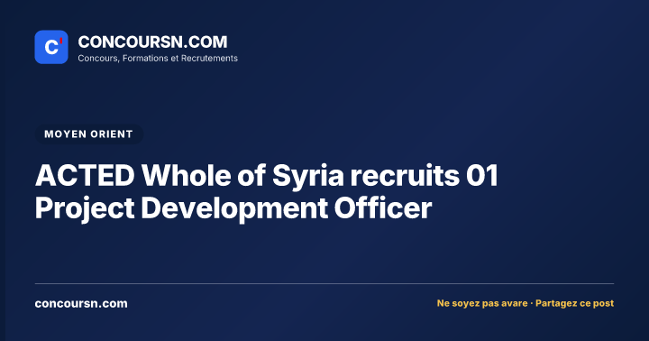 ACTED Whole of Syria recruits 01 Project Development Officer