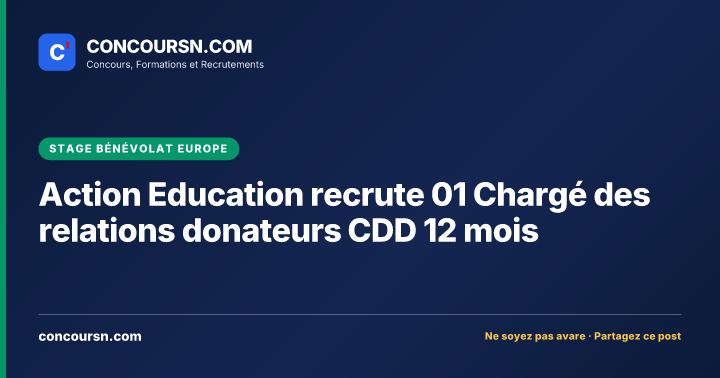 Illustration de l’article : Action Education recrute 01 Chargé des relations donateurs CDD 12 mois