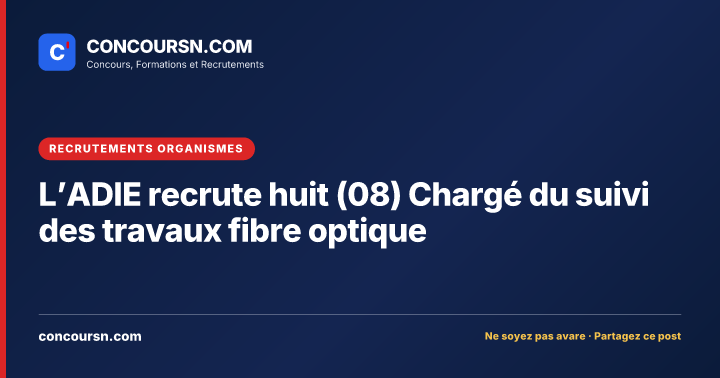 Illustration de l’article : L’ADIE recrute huit (08) Chargé du suivi des travaux fibre optique