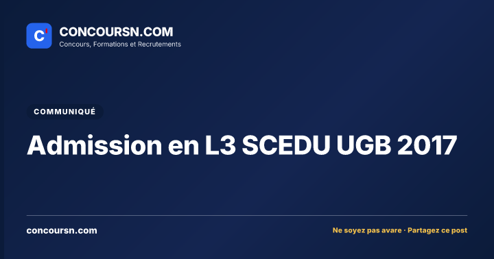 Illustration de l’article : Admission en L3 SCEDU UGB 2017