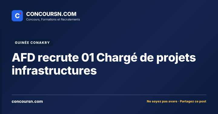 AFD recrute 01 Chargé de projets infrastructures