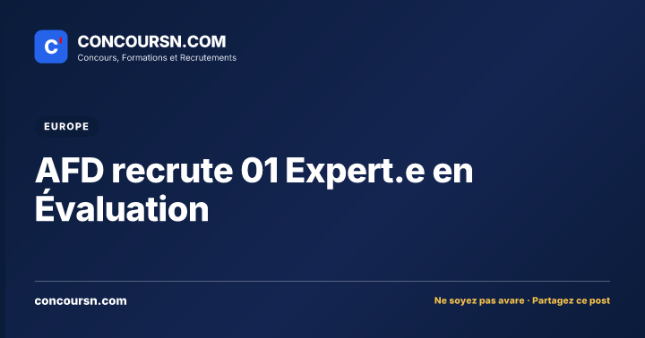 AFD recrute 01 Expert.e en Évaluation