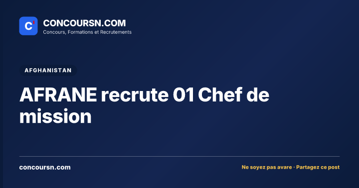 Illustration de l’article : AFRANE recrute 01 Chef de mission