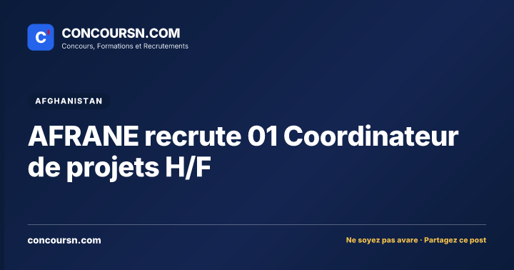 Illustration de l’article : AFRANE recrute 01 Coordinateur de projets H/F