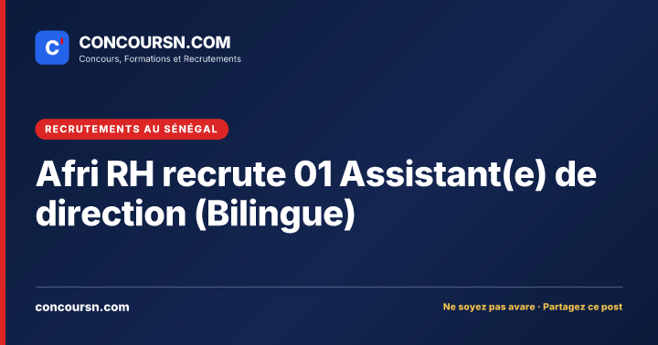 Illustration de l’article : Afri RH recrute 01 Assistant(e) de direction (Bilingue)