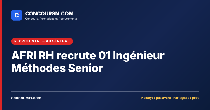 Illustration de l’article : AFRI RH recrute 01 Ingénieur Méthodes Senior