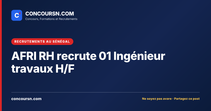 Illustration de l’article : AFRI RH recrute 01 Ingénieur travaux H/F