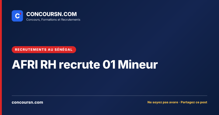 Illustration de l’article : AFRI RH recrute 01 Mineur