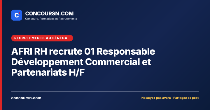 Illustration de l’article : AFRI RH recrute 01 Responsable Développement Commercial et Partenariats H/F