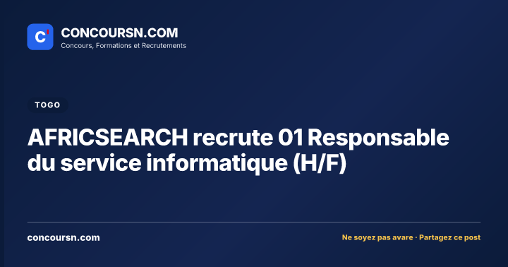 Illustration de l’article : AFRICSEARCH recrute 01 Responsable du service informatique (H/F)