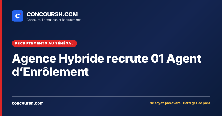 Illustration de l’article : Agence Hybride recrute 01 Agent d’Enrôlement