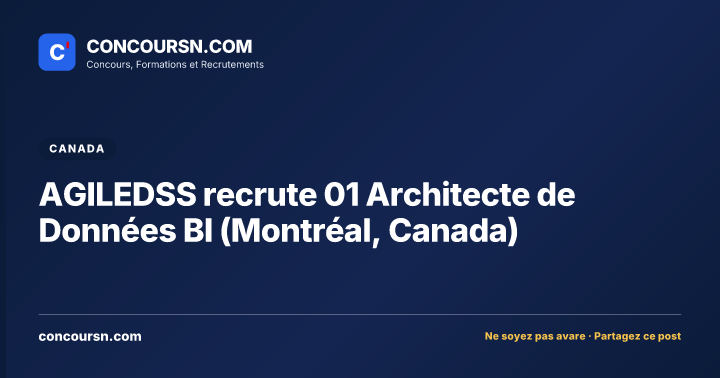 Illustration de l’article : AGILEDSS recrute 01 Architecte de Données BI (Montréal, Canada)