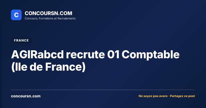 Illustration de l’article : AGIRabcd recrute 01 Comptable (Ile de France)