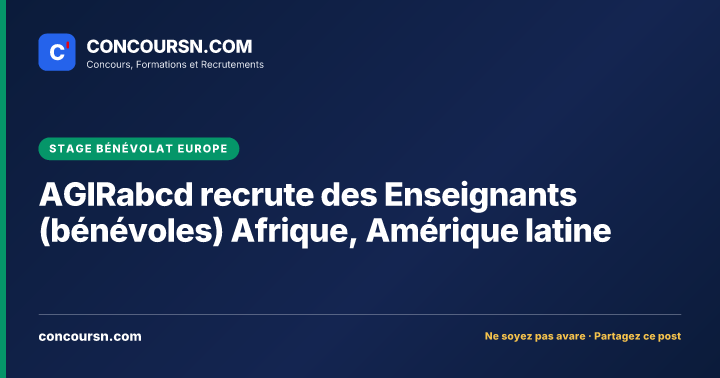 Illustration de l’article : AGIRabcd recrute des Enseignants (bénévoles) Afrique, Amérique latine