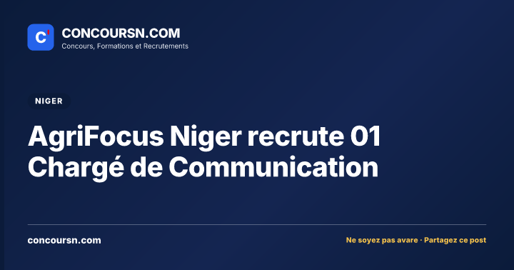 Illustration de l’article : AgriFocus Niger recrute 01 Chargé de Communication