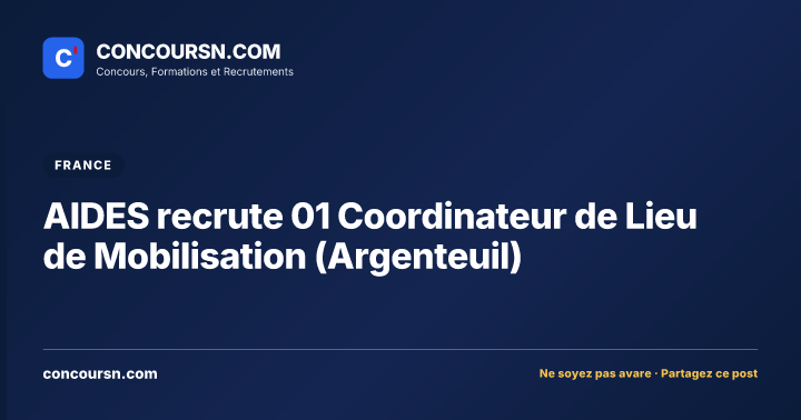 Illustration de l’article : AIDES recrute 01 Coordinateur de Lieu de Mobilisation (Argenteuil)