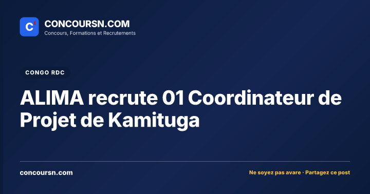 Illustration de l’article : ALIMA recrute 01 Coordinateur de Projet de Kamituga