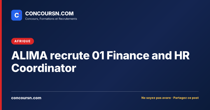 Illustration de l’article : ALIMA recrute 01 Finance and HR Coordinator