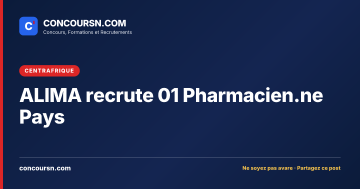 Illustration de l’article : ALIMA recrute 01 Pharmacien.ne Pays