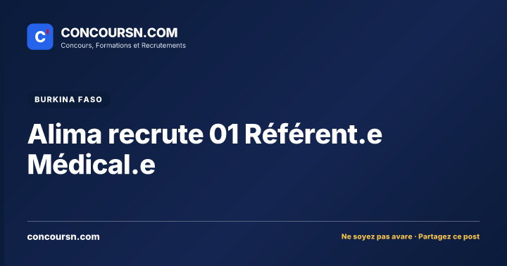 Illustration de l’article : Alima recrute 01 Référent.e Médical.e