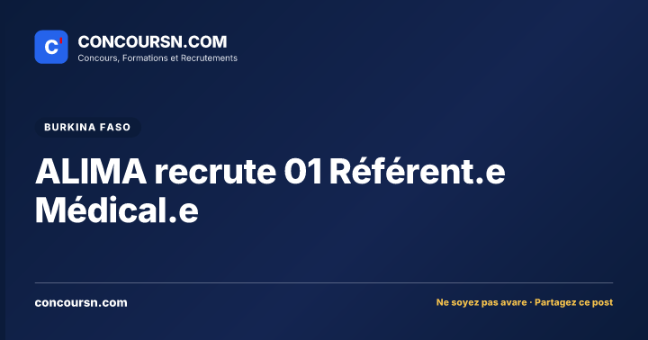 Illustration de l’article : ALIMA recrute 01 Référent.e Médical.e