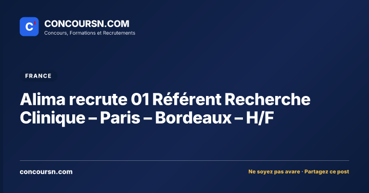 Illustration de l’article : Alima recrute 01 Référent Recherche Clinique – Paris – Bordeaux – H/F