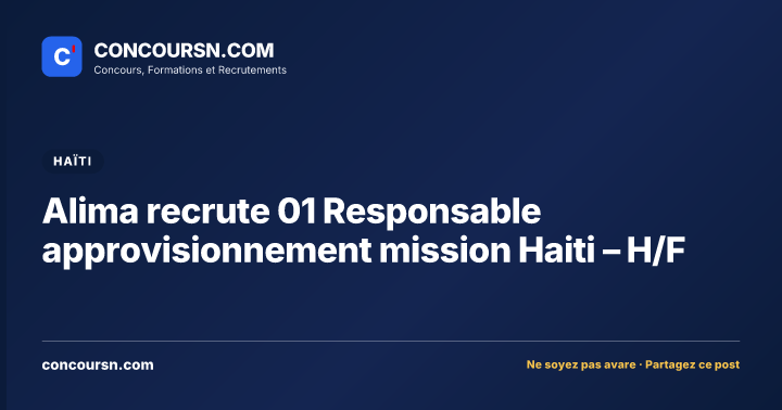 Illustration de l’article : Alima recrute 01 Responsable approvisionnement mission Haiti – H/F