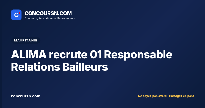 Illustration de l’article : ALIMA recrute 01 Responsable Relations Bailleurs