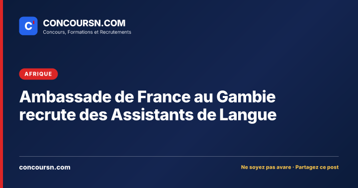 Illustration de l’article : Ambassade de France au Gambie recrute des Assistants de Langue